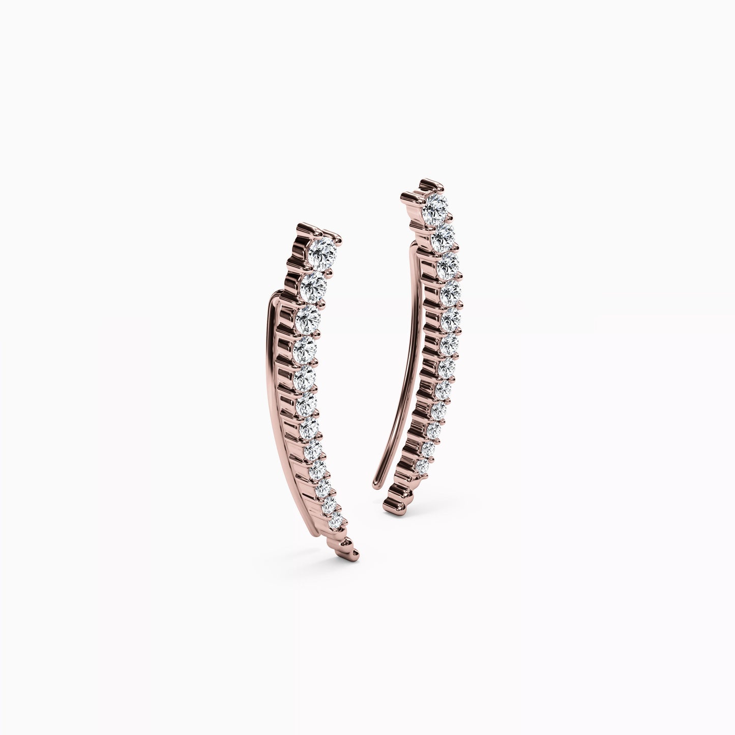 Curved Climber Earrings in 14K Gold
