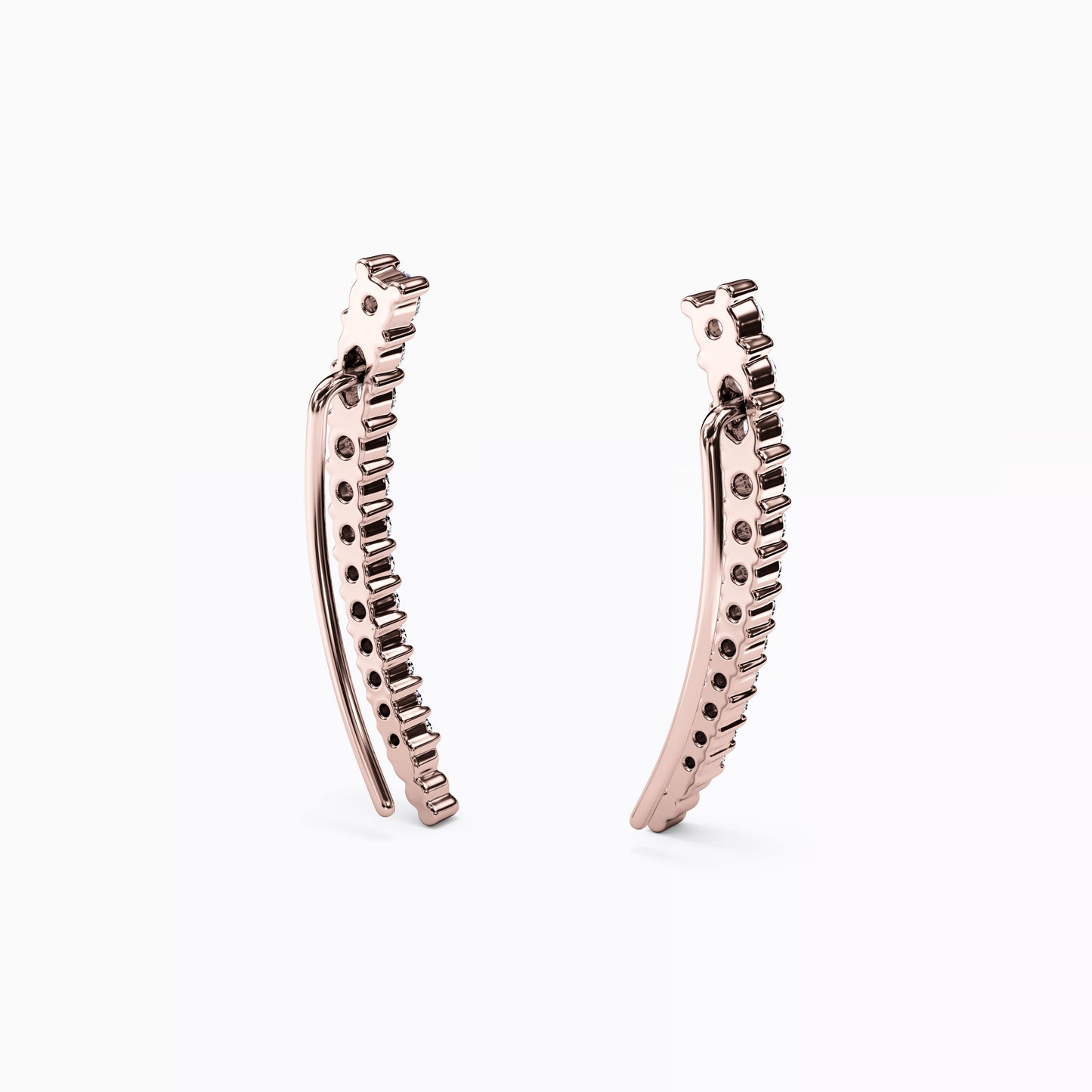 Curved Climber Earrings in 14K Gold
