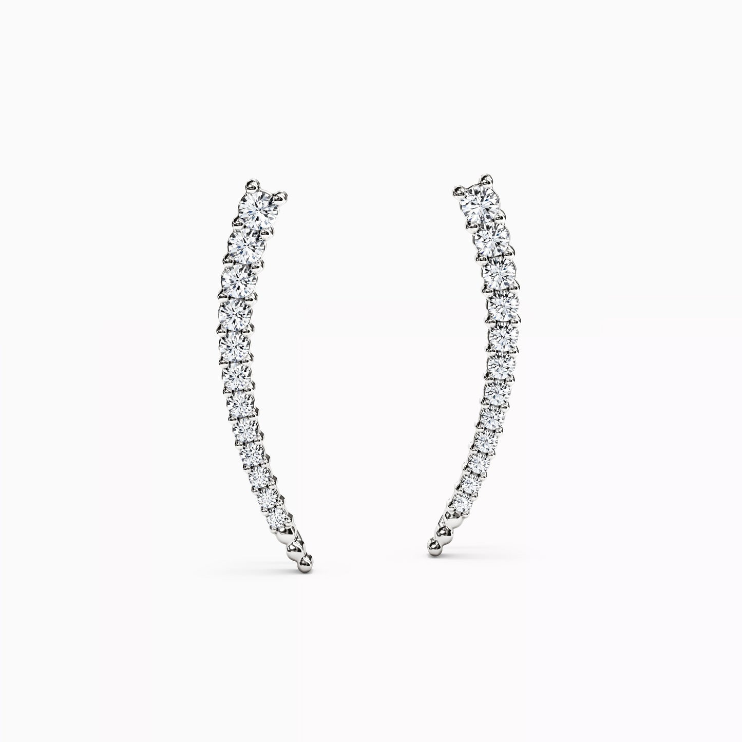 Curved Climber Earrings in 14K Gold