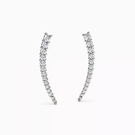 Curved Climber Earrings in 14K Gold