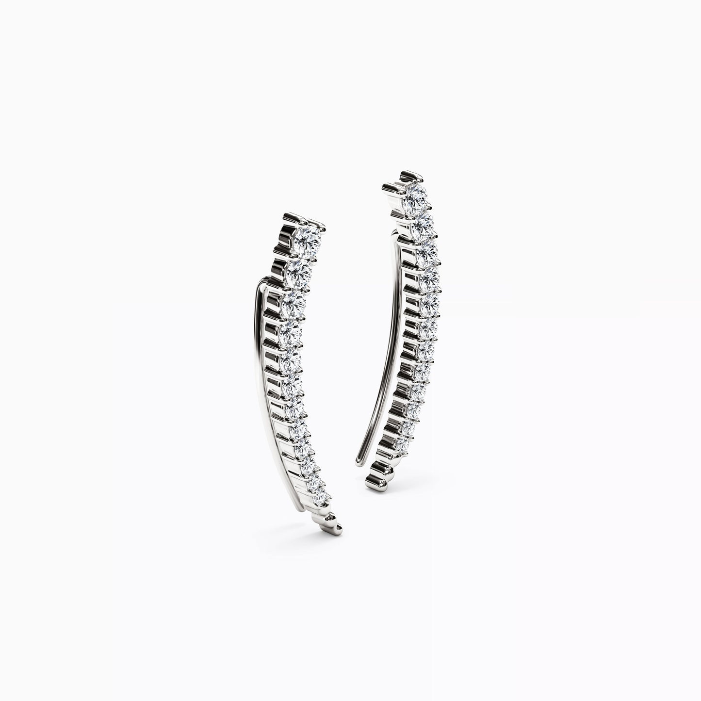 Curved Climber Earrings in 14K Gold