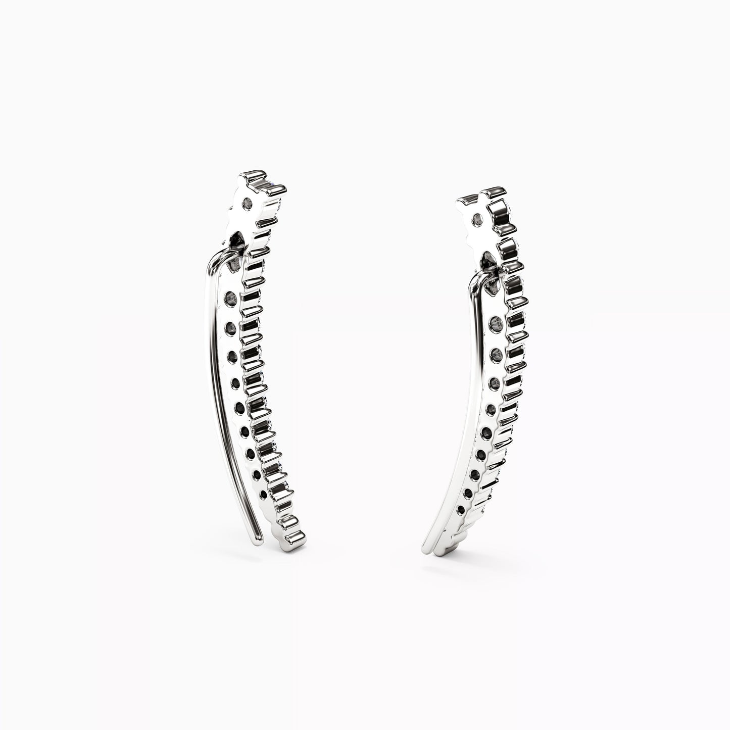Curved Climber Earrings in 14K Gold