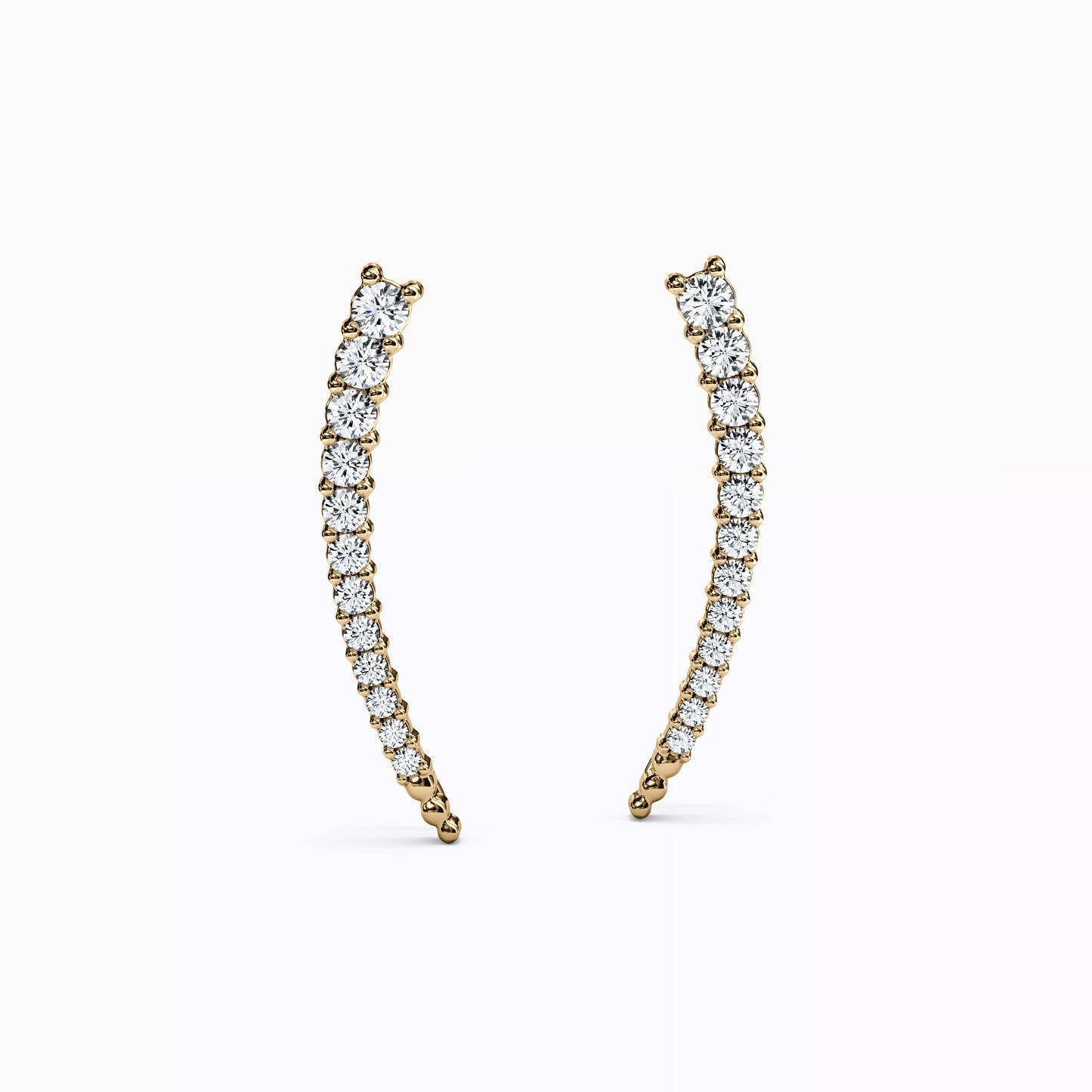 Curved Climber Earrings in 14K Gold