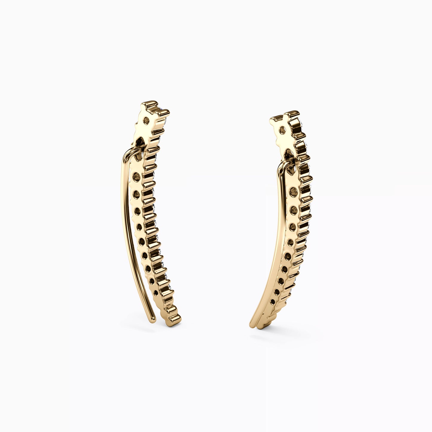 Curved Climber Earrings in 14K Gold