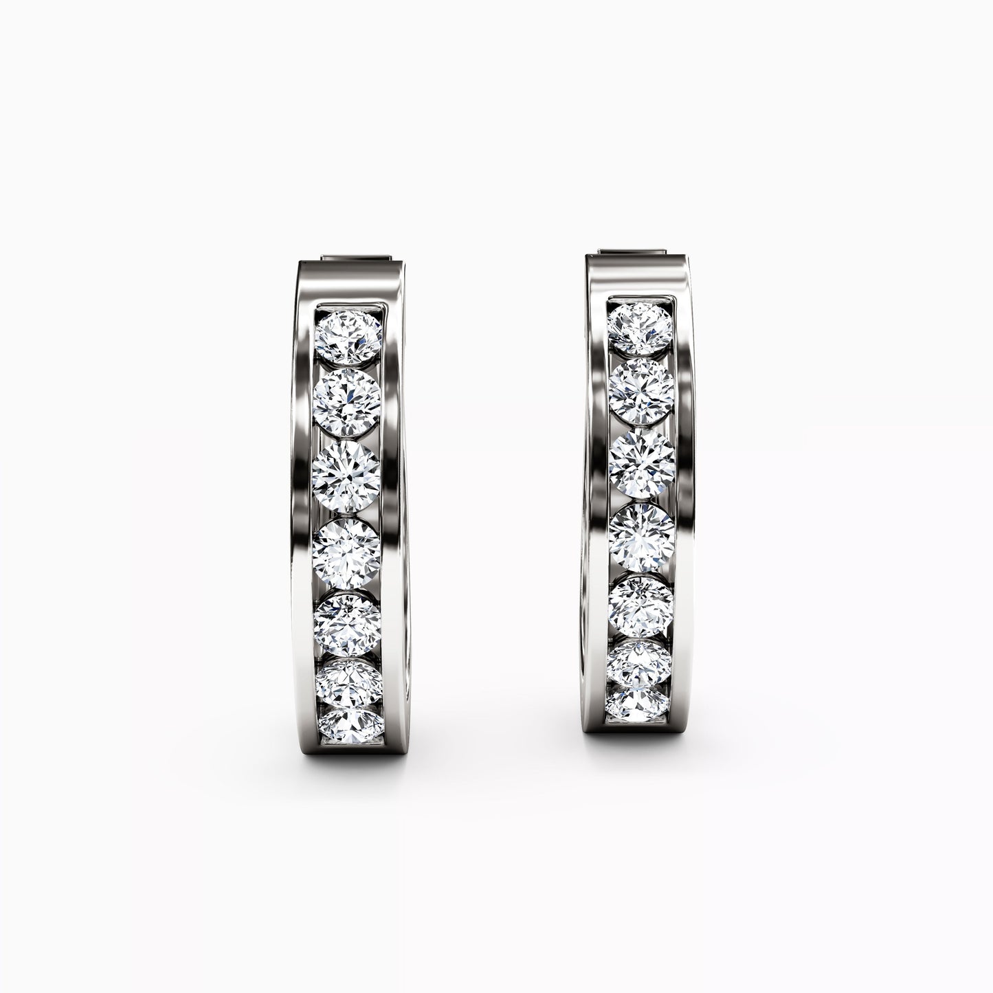 Diamond Channel Hoop 1 & 3/8 CTTW Earrings in 14K Gold