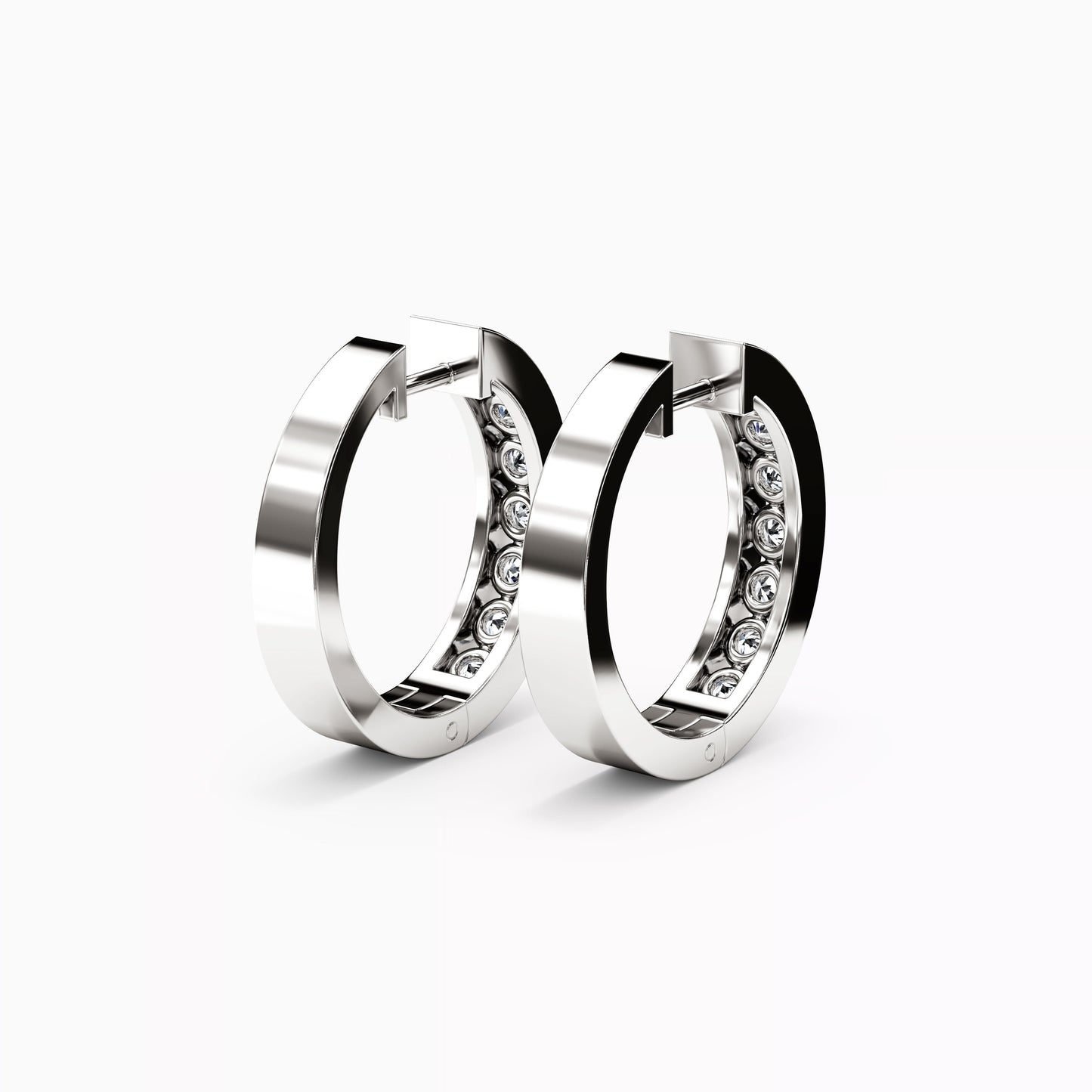 Diamond Channel Hoop 1 & 3/8 CTTW Earrings in 14K Gold