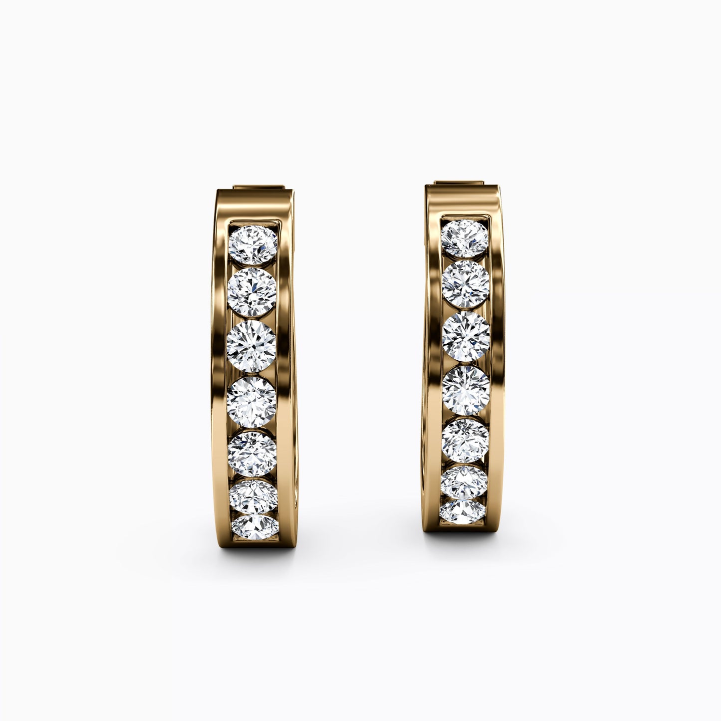 Diamond Channel Hoop 1 & 3/8 CTTW Earrings in 14K Gold