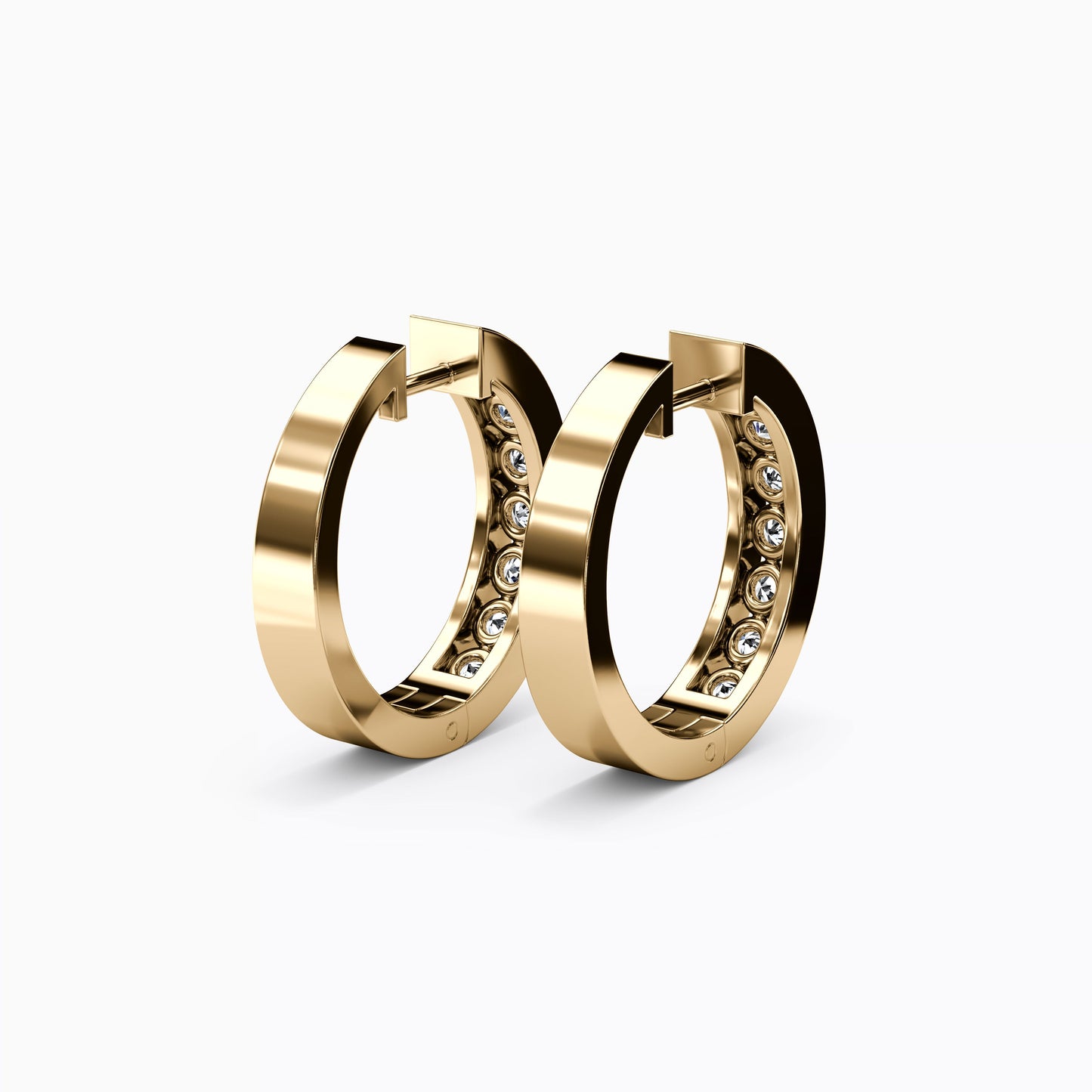 Diamond Channel Hoop 1 & 3/8 CTTW Earrings in 14K Gold