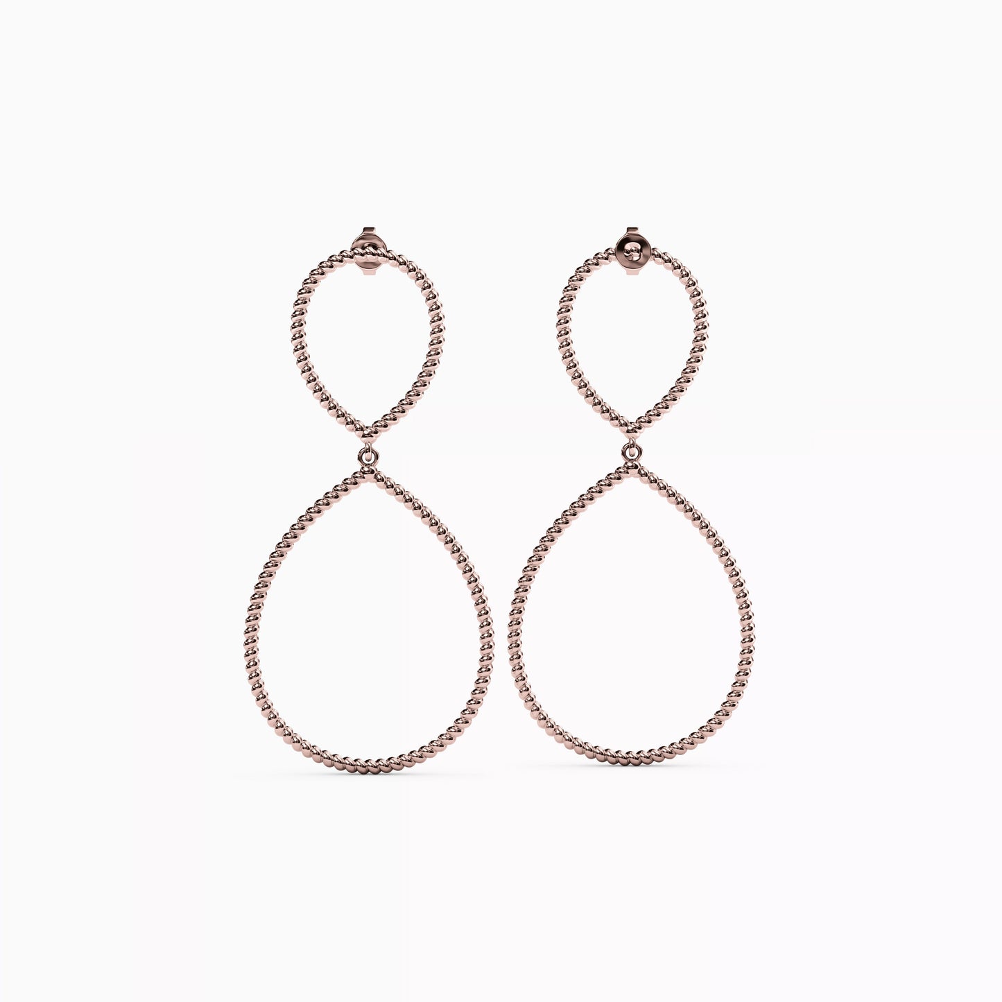 Rope Raindrop Dangle Earrings in 14K Gold