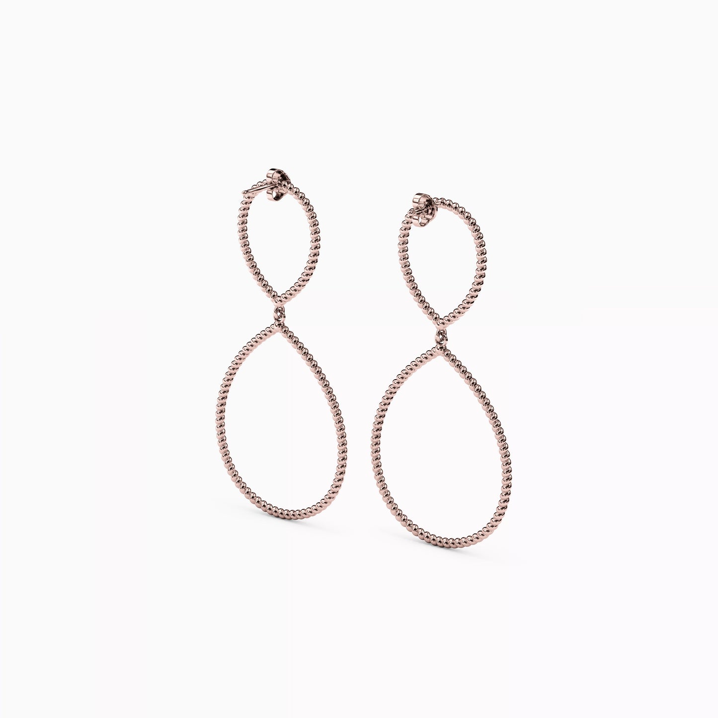 Rope Raindrop Dangle Earrings in 14K Gold