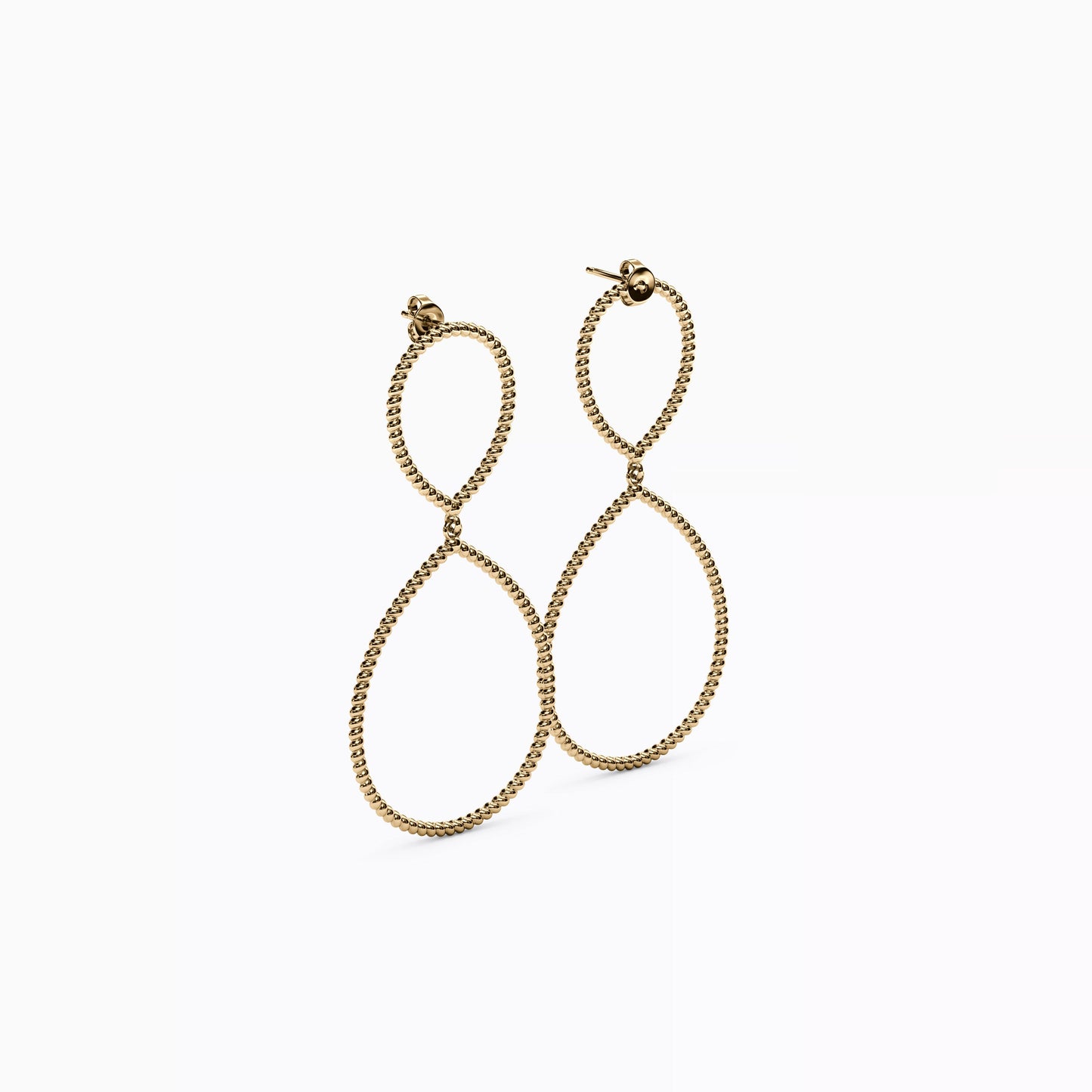 Rope Raindrop Dangle Earrings in 14K Gold