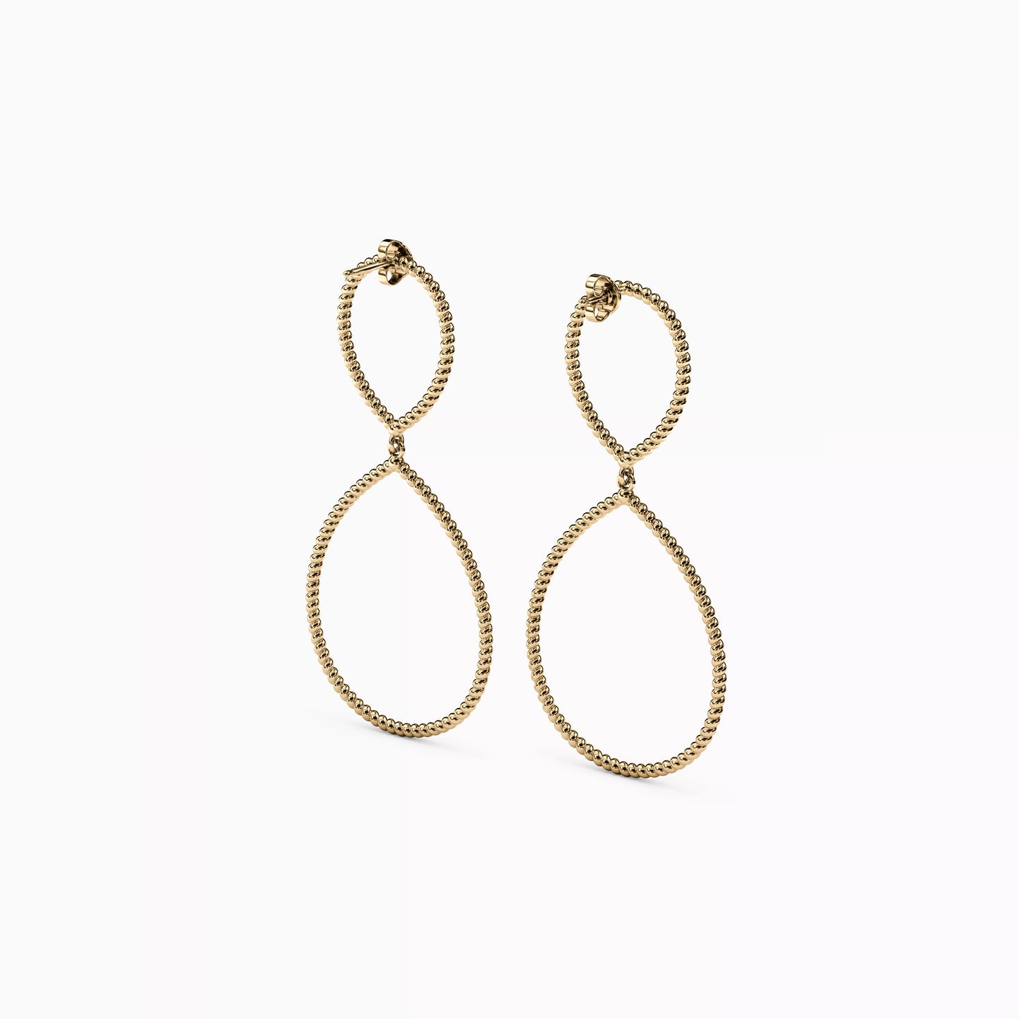 Rope Raindrop Dangle Earrings in 14K Gold