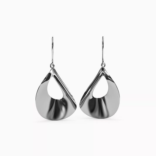 Teardrop Hollow Dangle Earrings in Sterling Silver