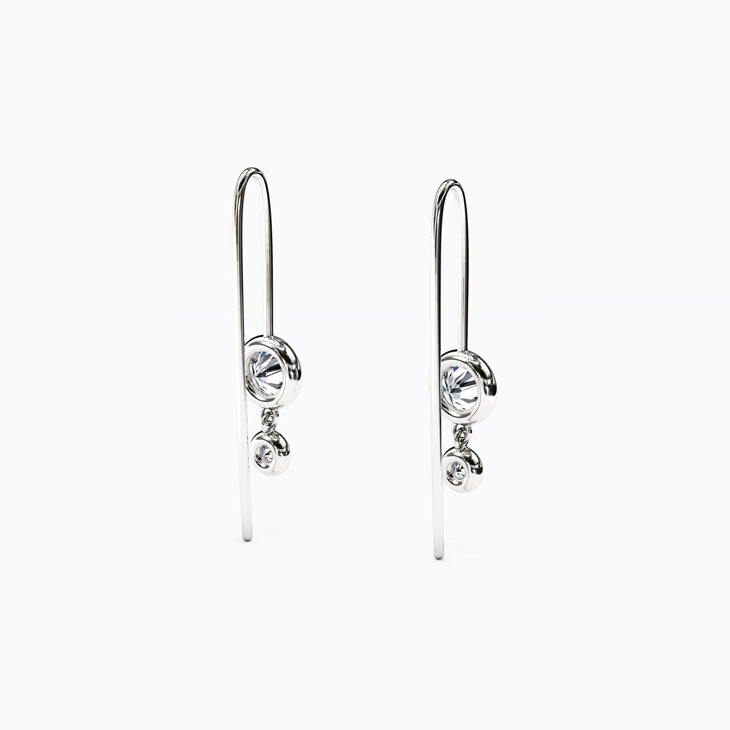 Diamond Bezel Drop Hook Earrings in 14K Gold