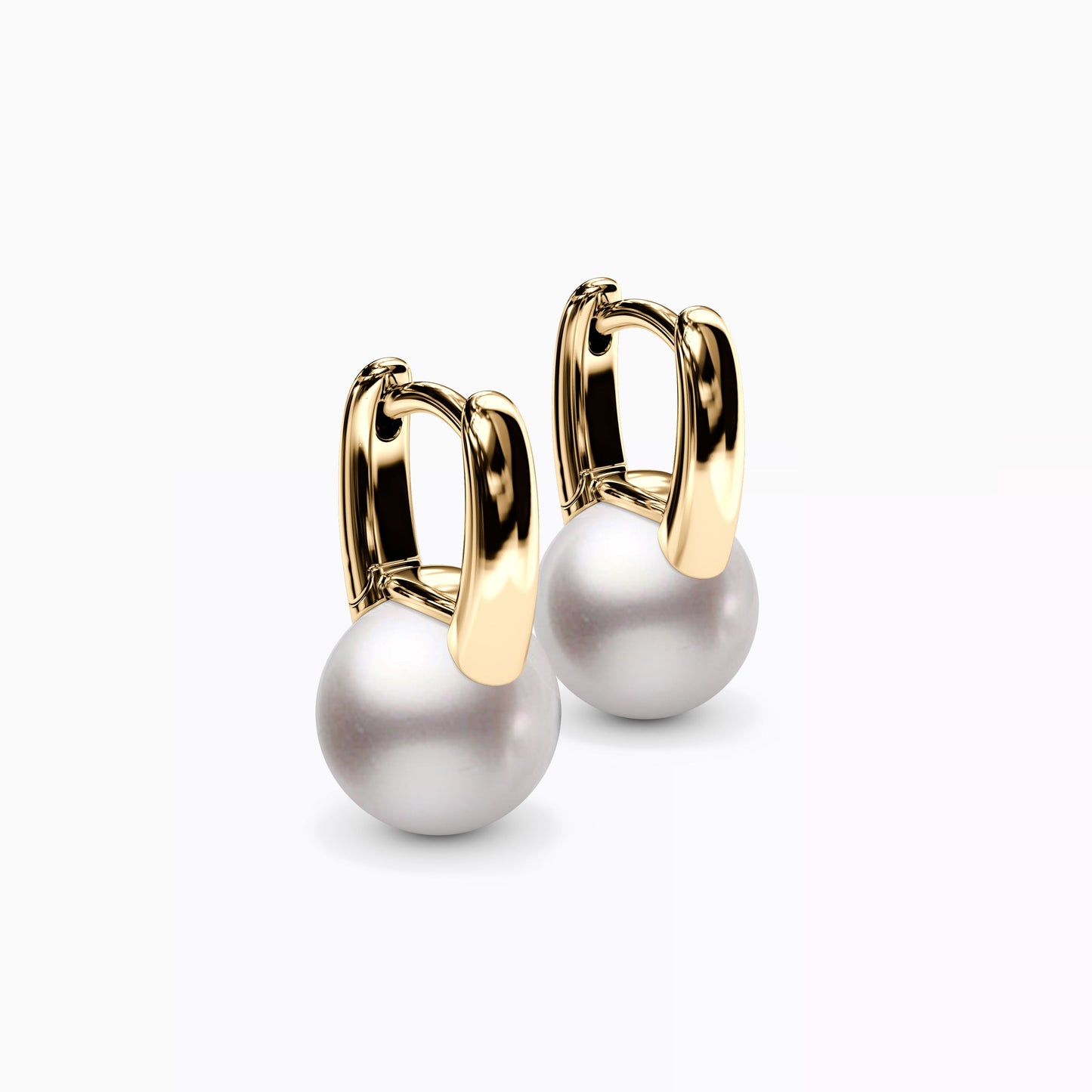 Huggie Hoop Akoya Pearl Earrings in 14K Gold