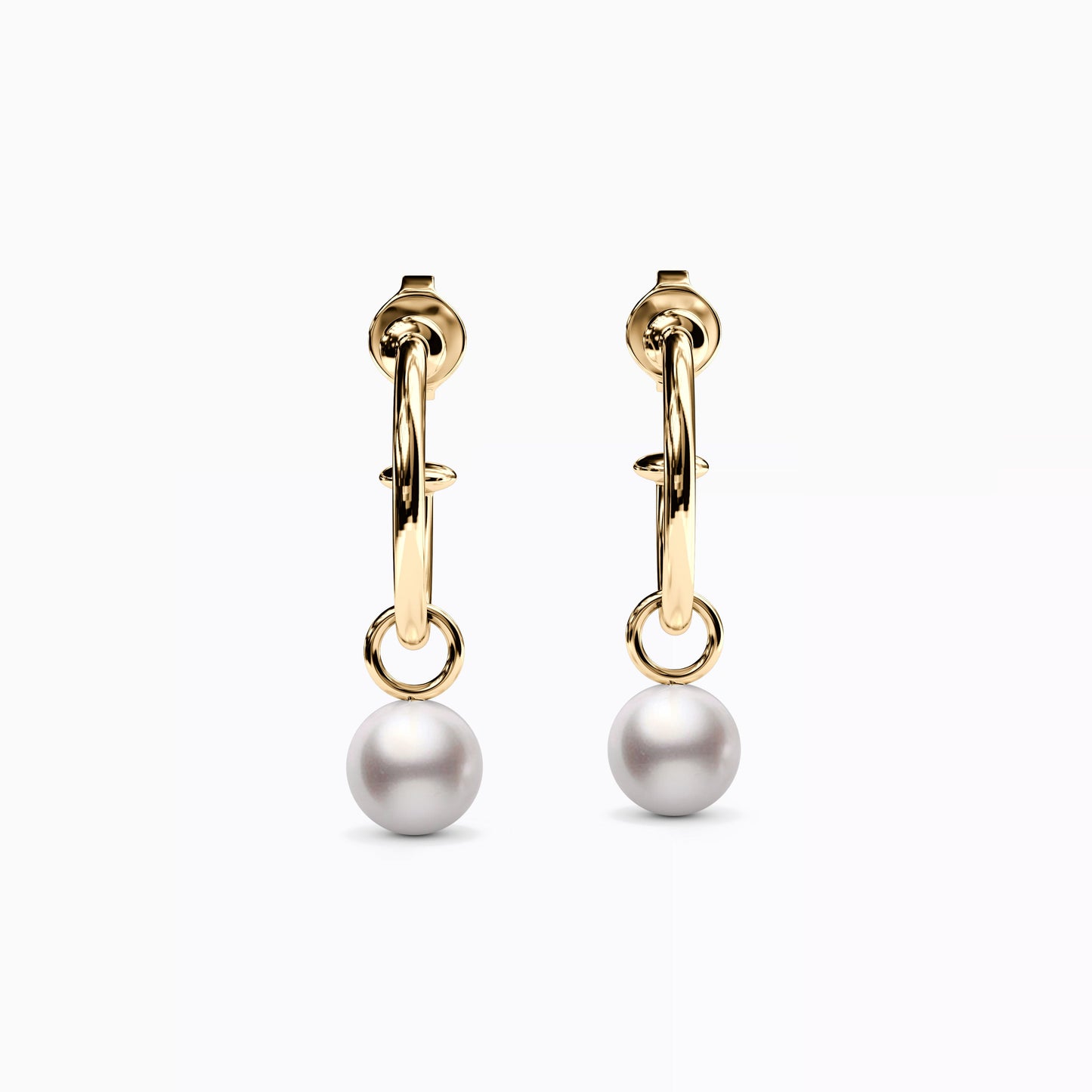 Hoop Drop Akoya Pearl Earrings in 14K Gold