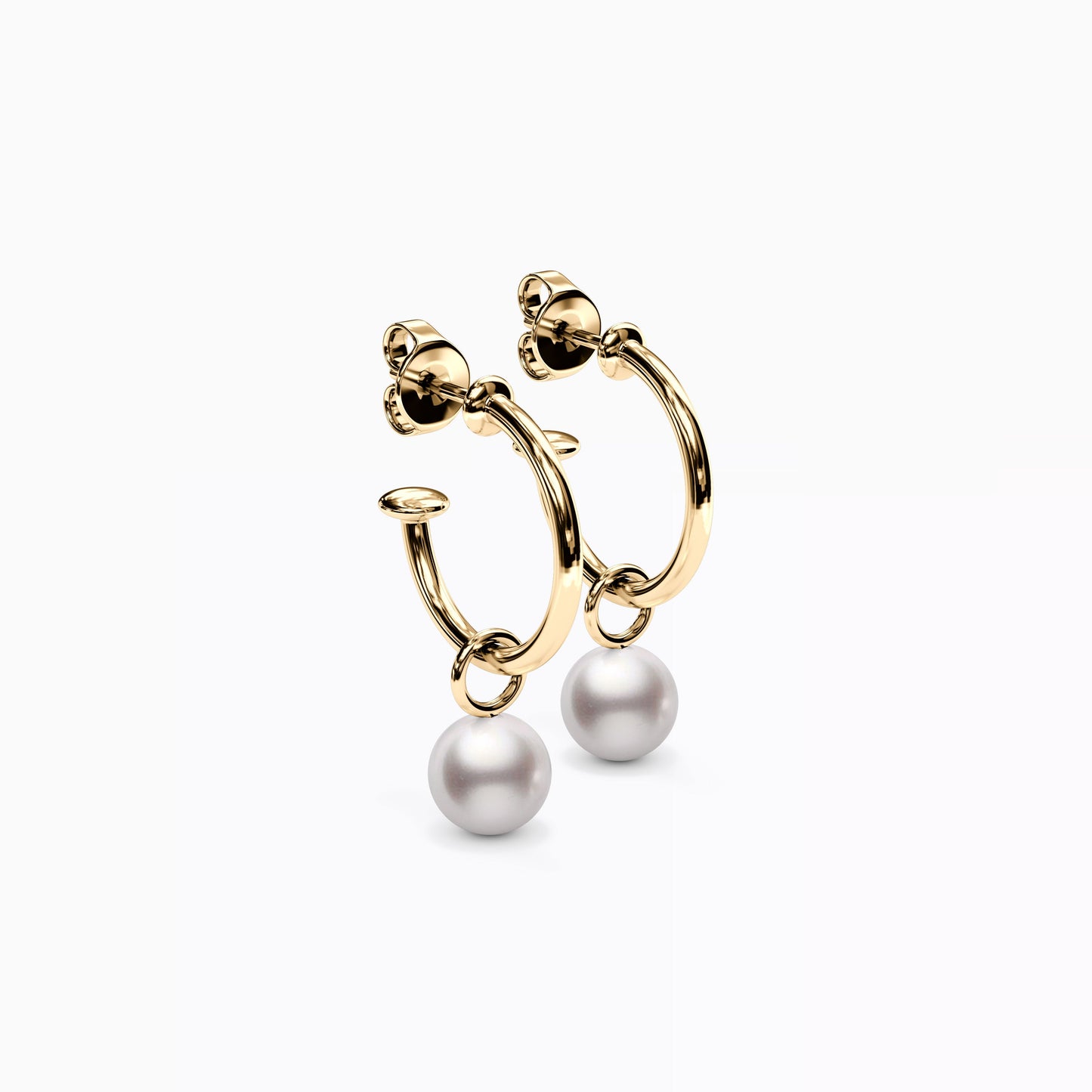 Hoop Drop Akoya Pearl Earrings in 14K Gold