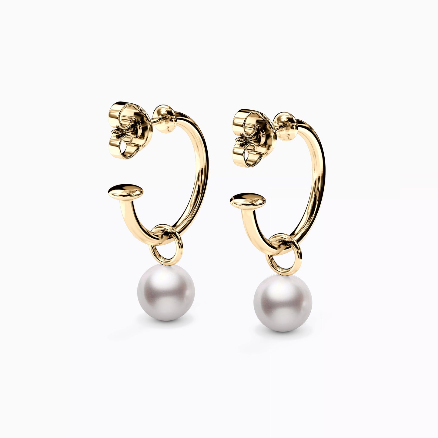 Hoop Drop Akoya Pearl Earrings in 14K Gold