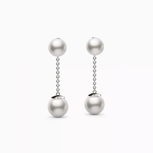 Akoya Pearl Drop Earrings in 14K Gold