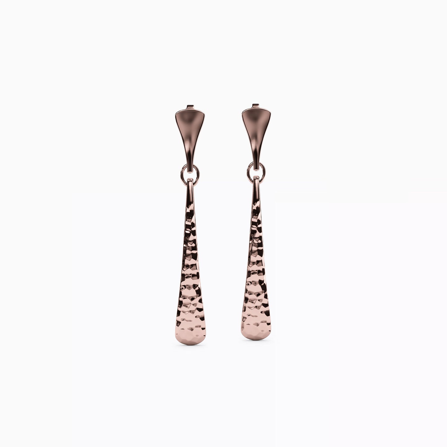 Hammered & Polished Dangle Earrings in 14K Gold