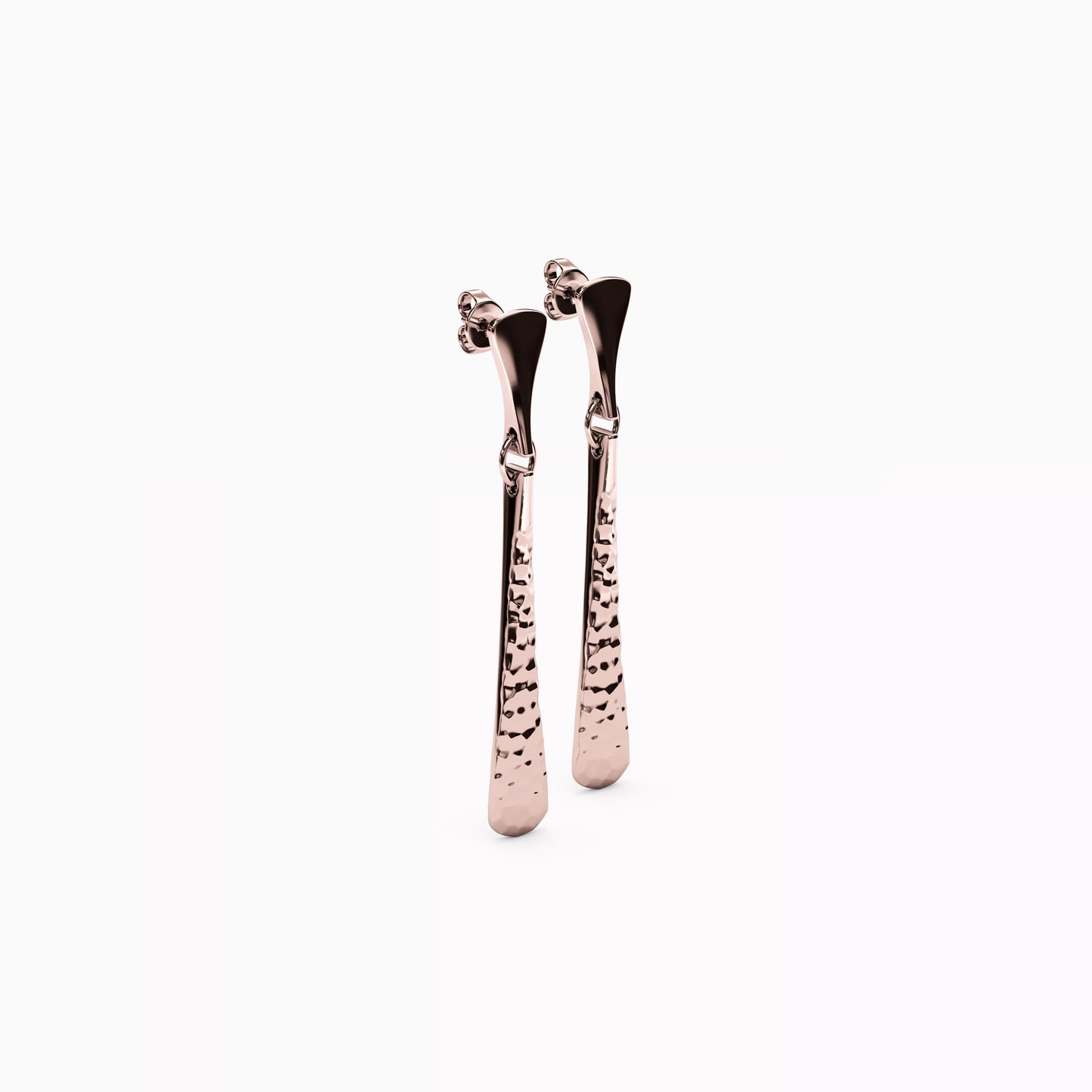 Hammered & Polished Dangle Earrings in 14K Gold