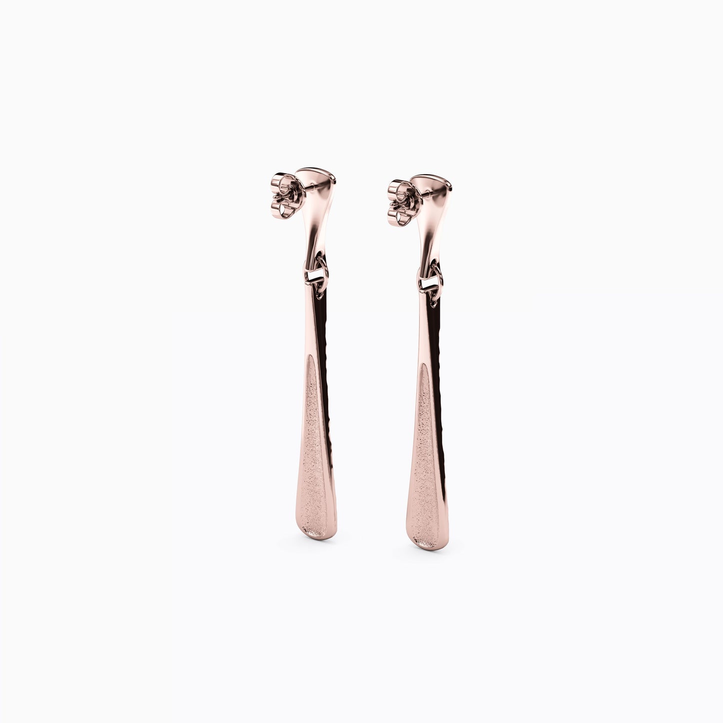 Hammered & Polished Dangle Earrings in 14K Gold