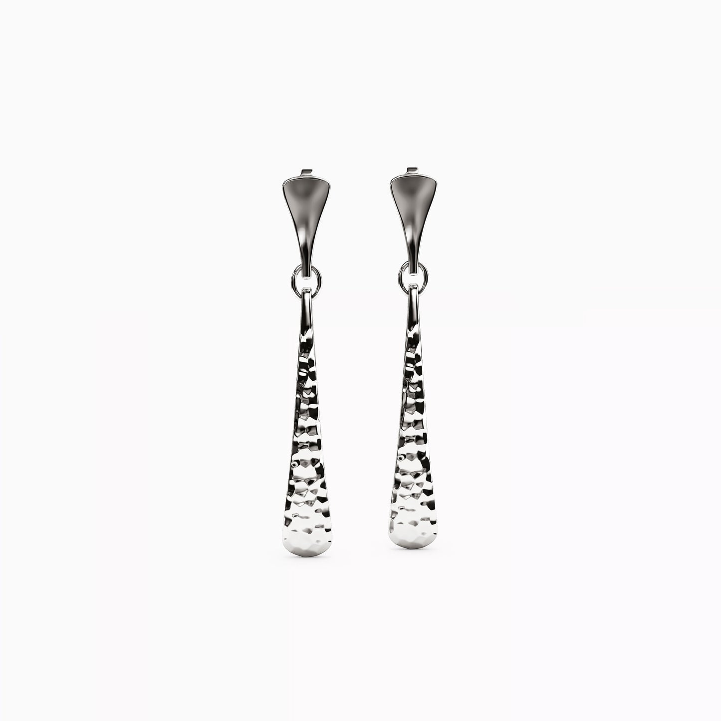 Hammered & Polished Dangle Earrings in 14K Gold