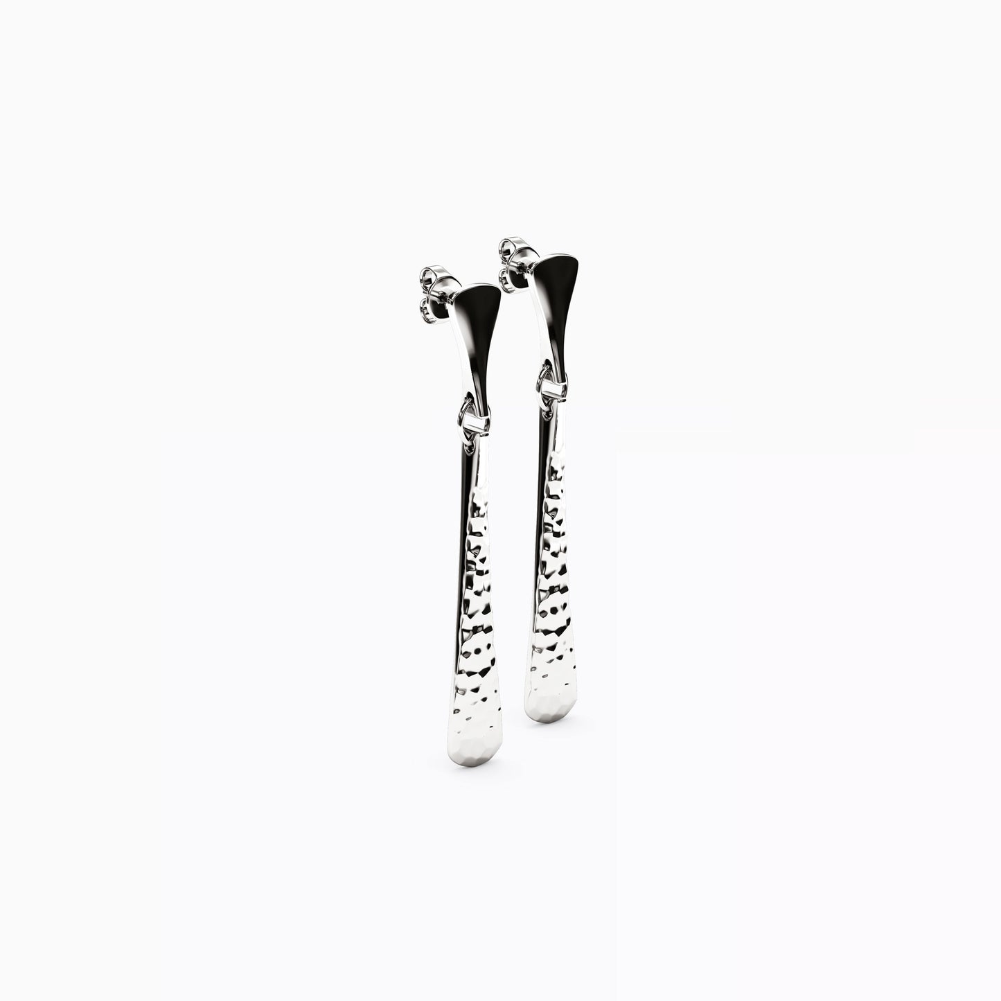 Hammered & Polished Dangle Earrings in 14K Gold