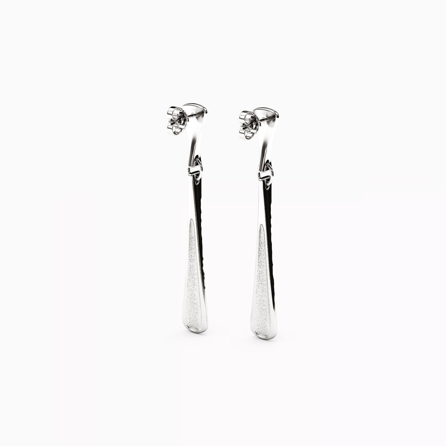 Hammered & Polished Dangle Earrings in 14K Gold