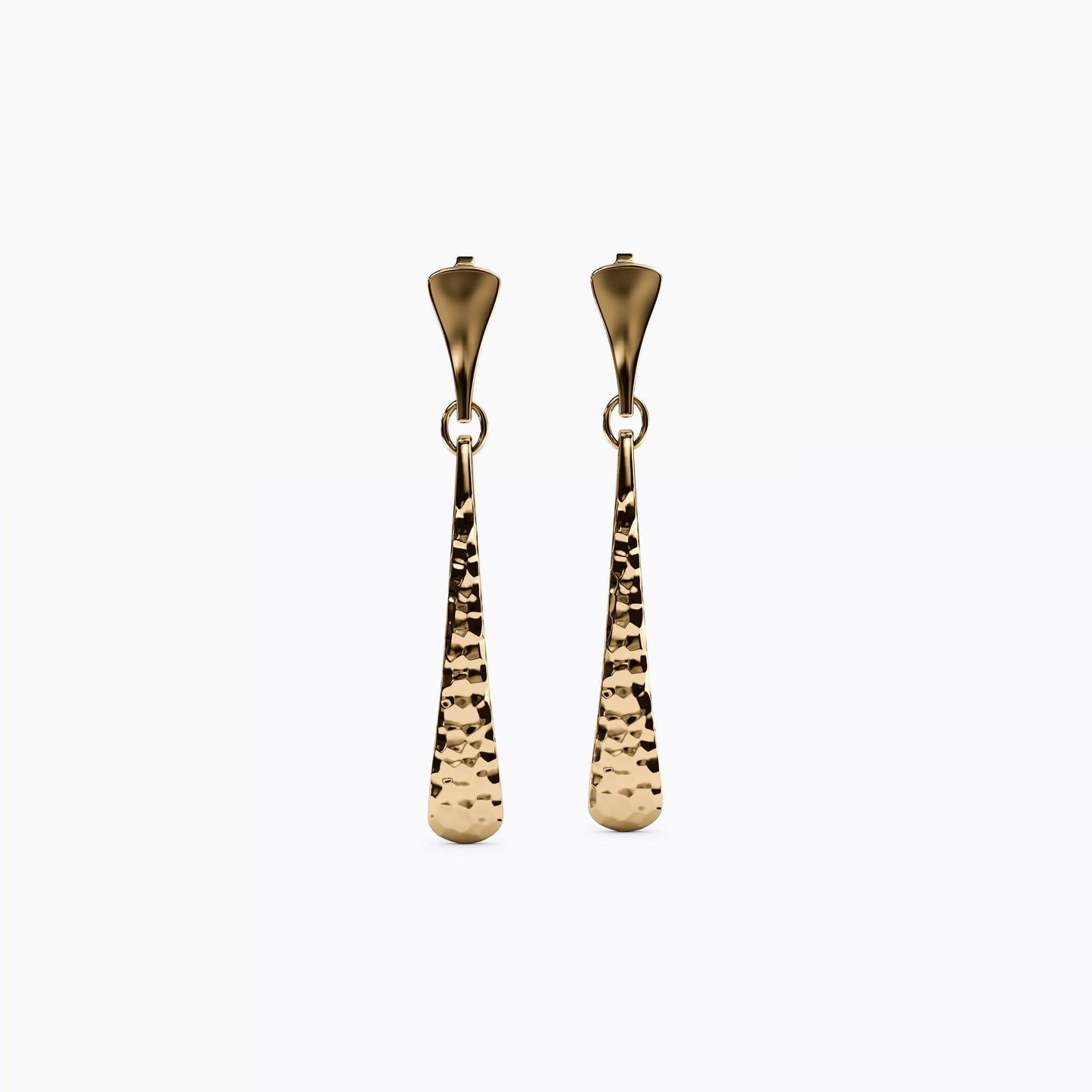 Hammered & Polished Dangle Earrings in 14K Gold