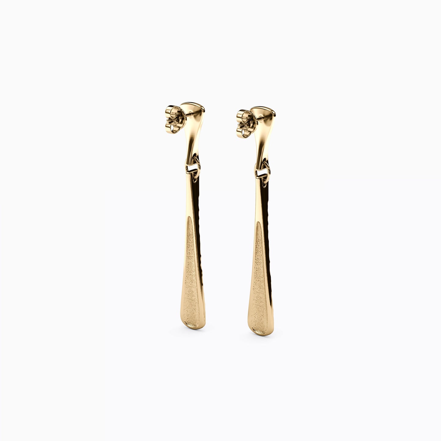 Hammered & Polished Dangle Earrings in 14K Gold