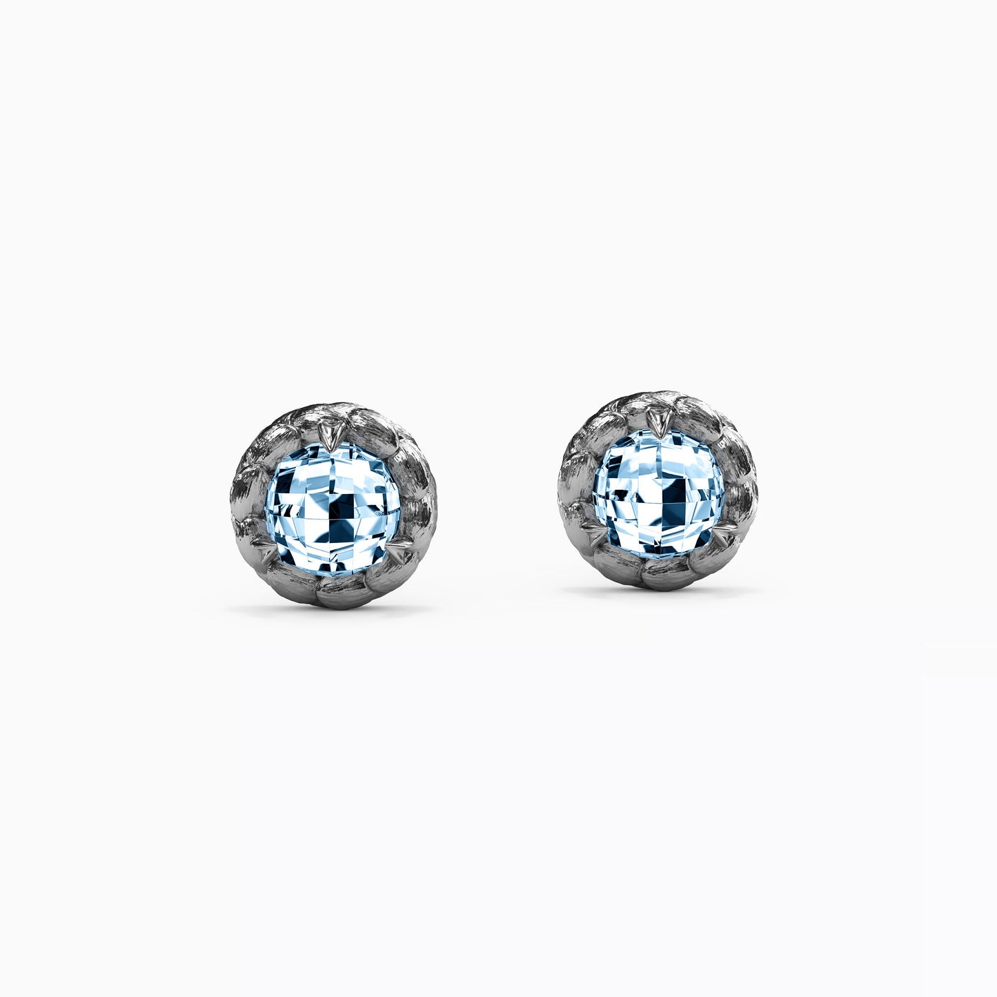 Swiss Blue Topaz Solitaire Stud Earrings in Sterling Silver