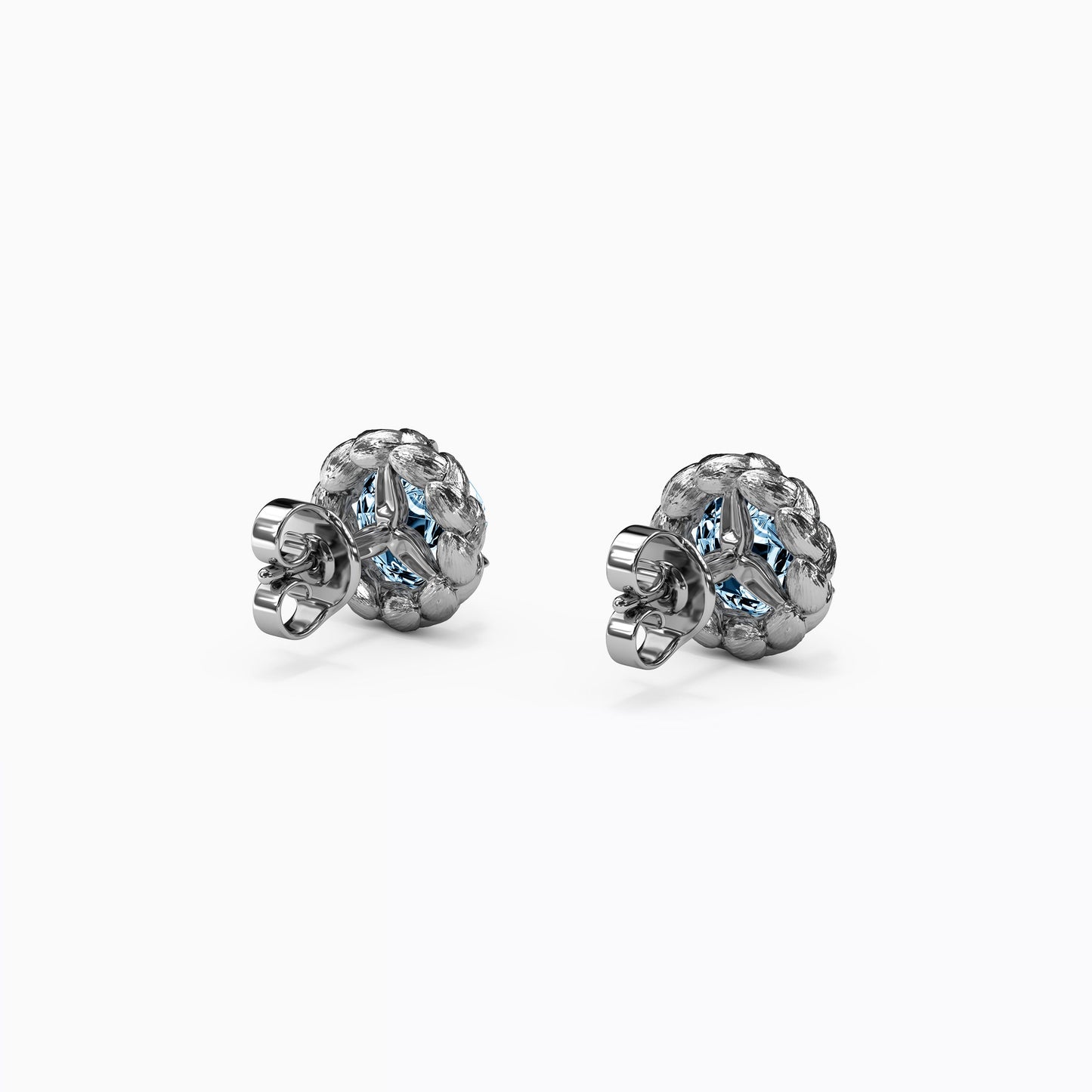 Swiss Blue Topaz Solitaire Stud Earrings in Sterling Silver