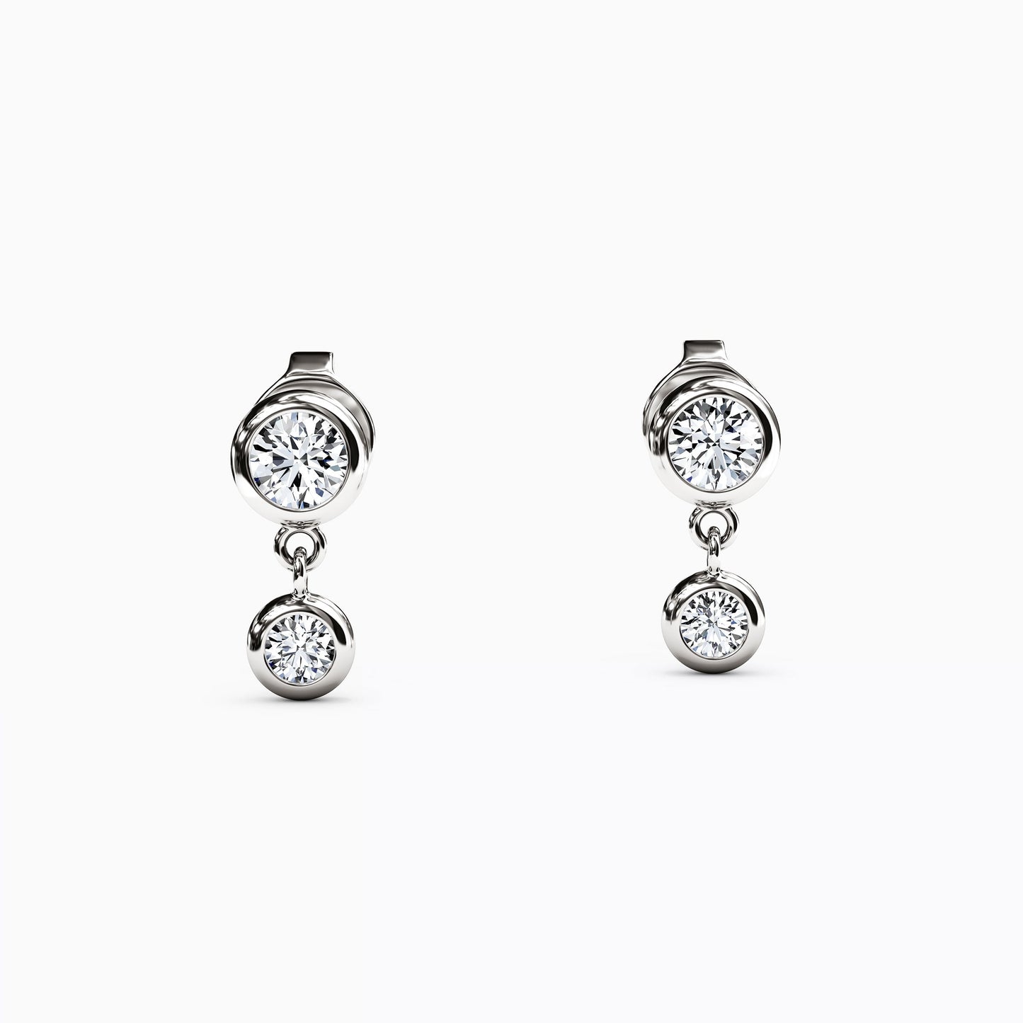 Diamond Bezel Mini Drop Earrings in 14K Gold