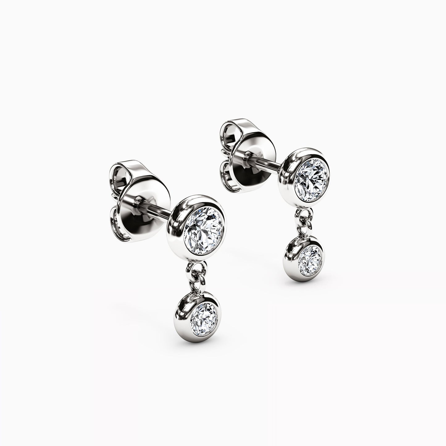 Diamond Bezel Mini Drop Earrings in 14K Gold