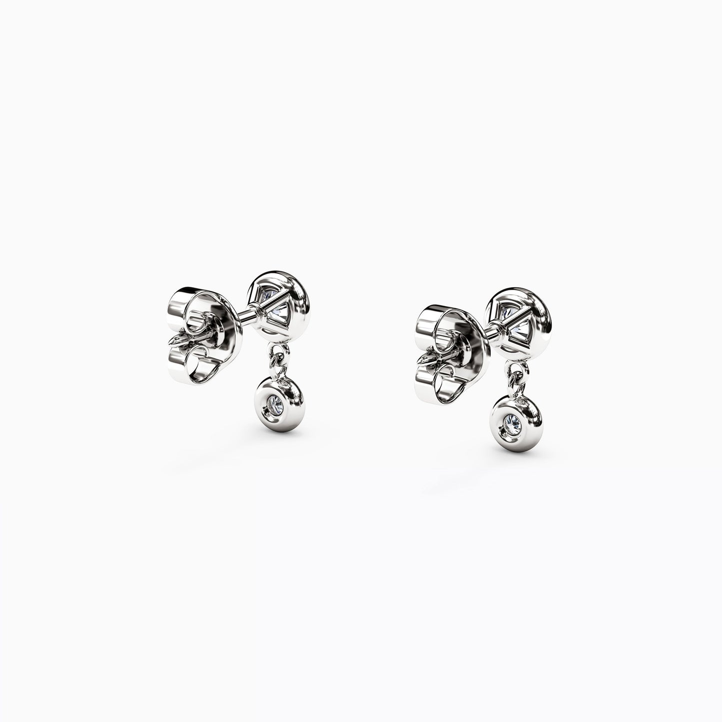 Diamond Bezel Mini Drop Earrings in 14K Gold
