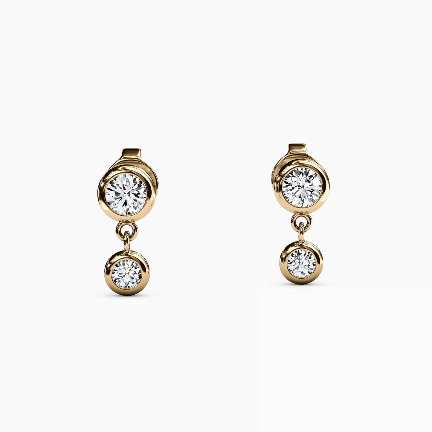 Diamond Bezel Mini Drop Earrings in 14K Gold