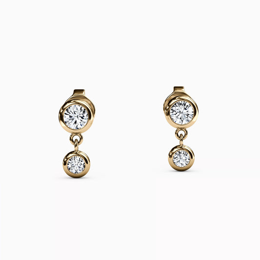 Diamond Bezel Mini Drop Earrings in 14K Gold