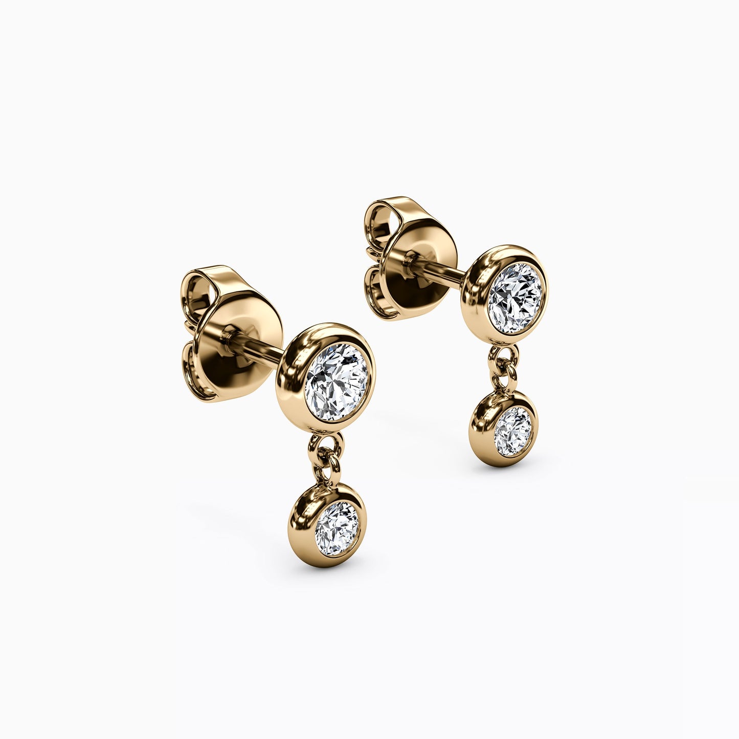 Diamond Bezel Mini Drop Earrings in 14K Gold