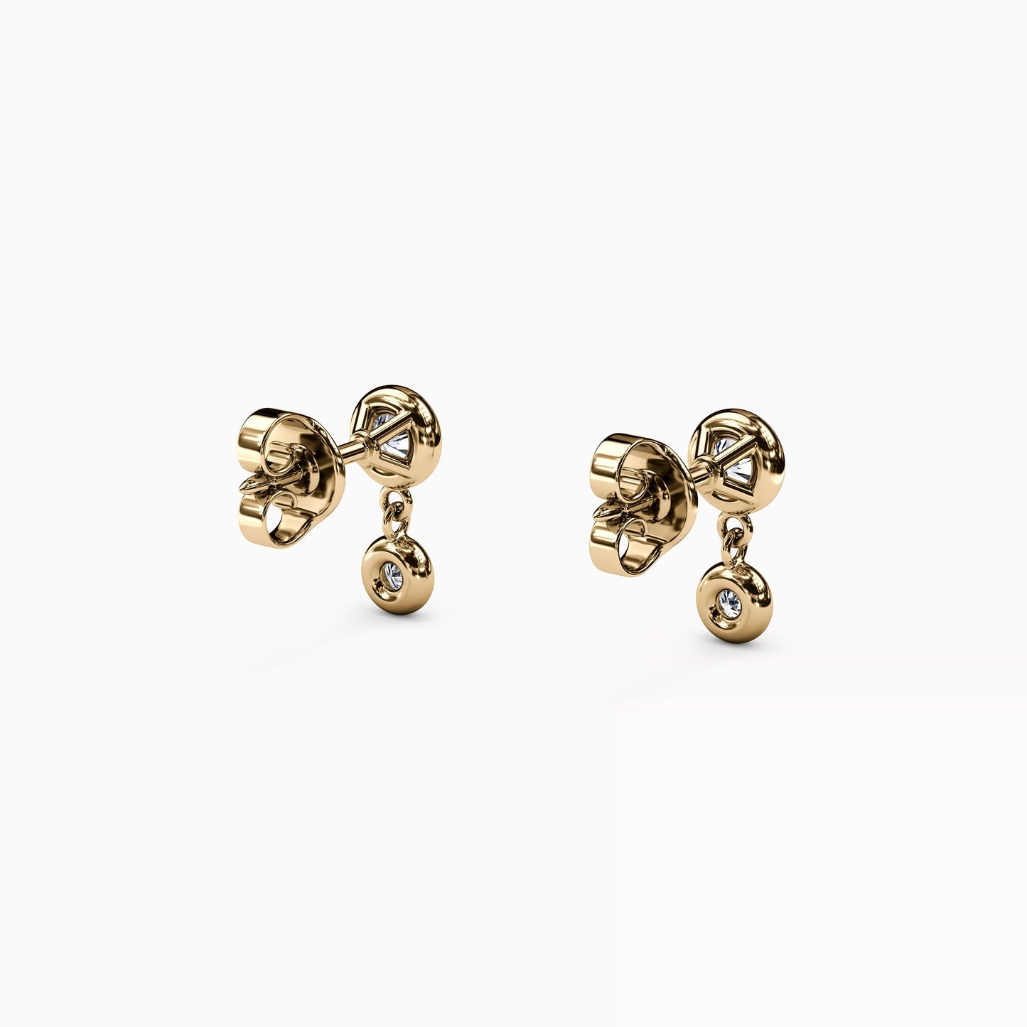 Diamond Bezel Mini Drop Earrings in 14K Gold
