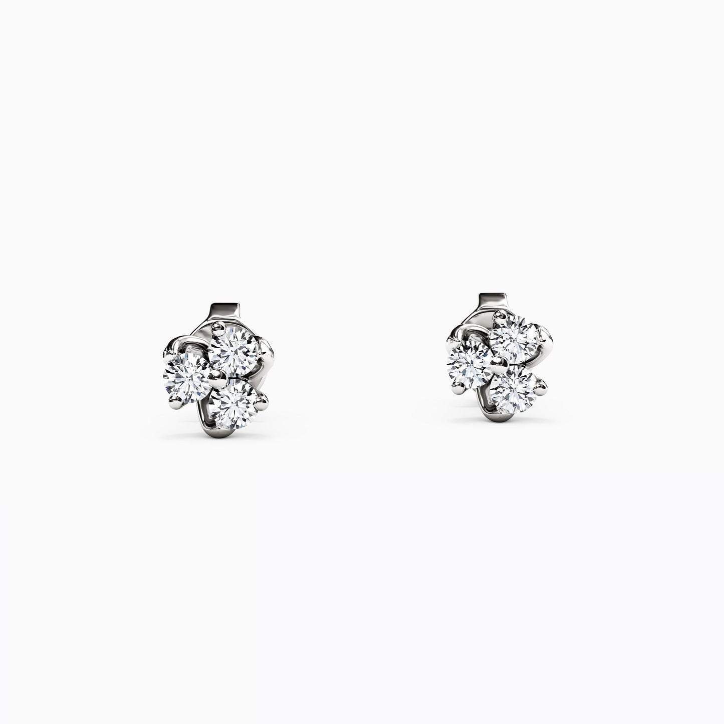 Diamond Mini Lotus Stud Earrings in 14K Gold