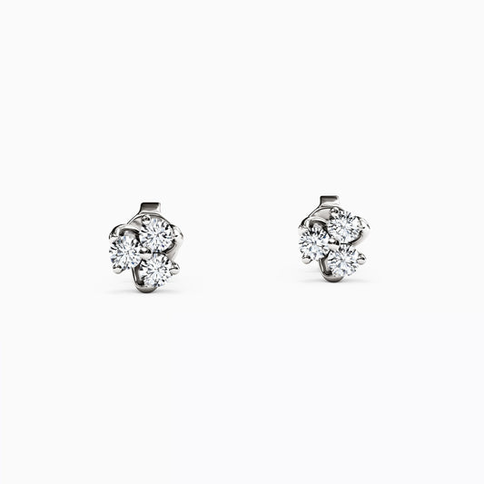 Diamond Mini Lotus Stud Earrings in 14K Gold
