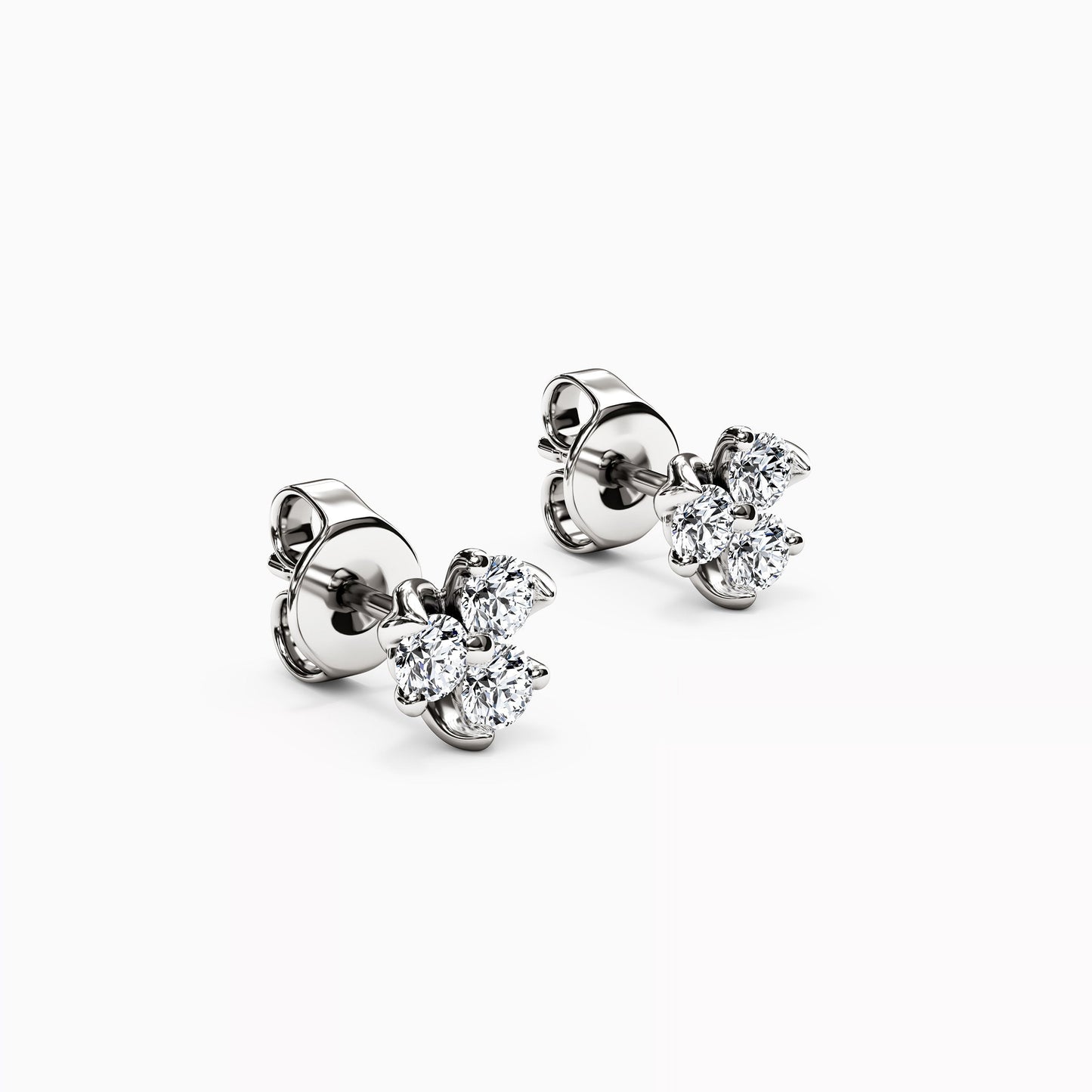 Diamond Mini Lotus Stud Earrings in 14K Gold