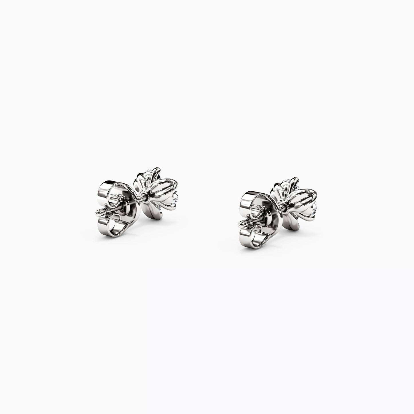 Diamond Mini Lotus Stud Earrings in 14K Gold