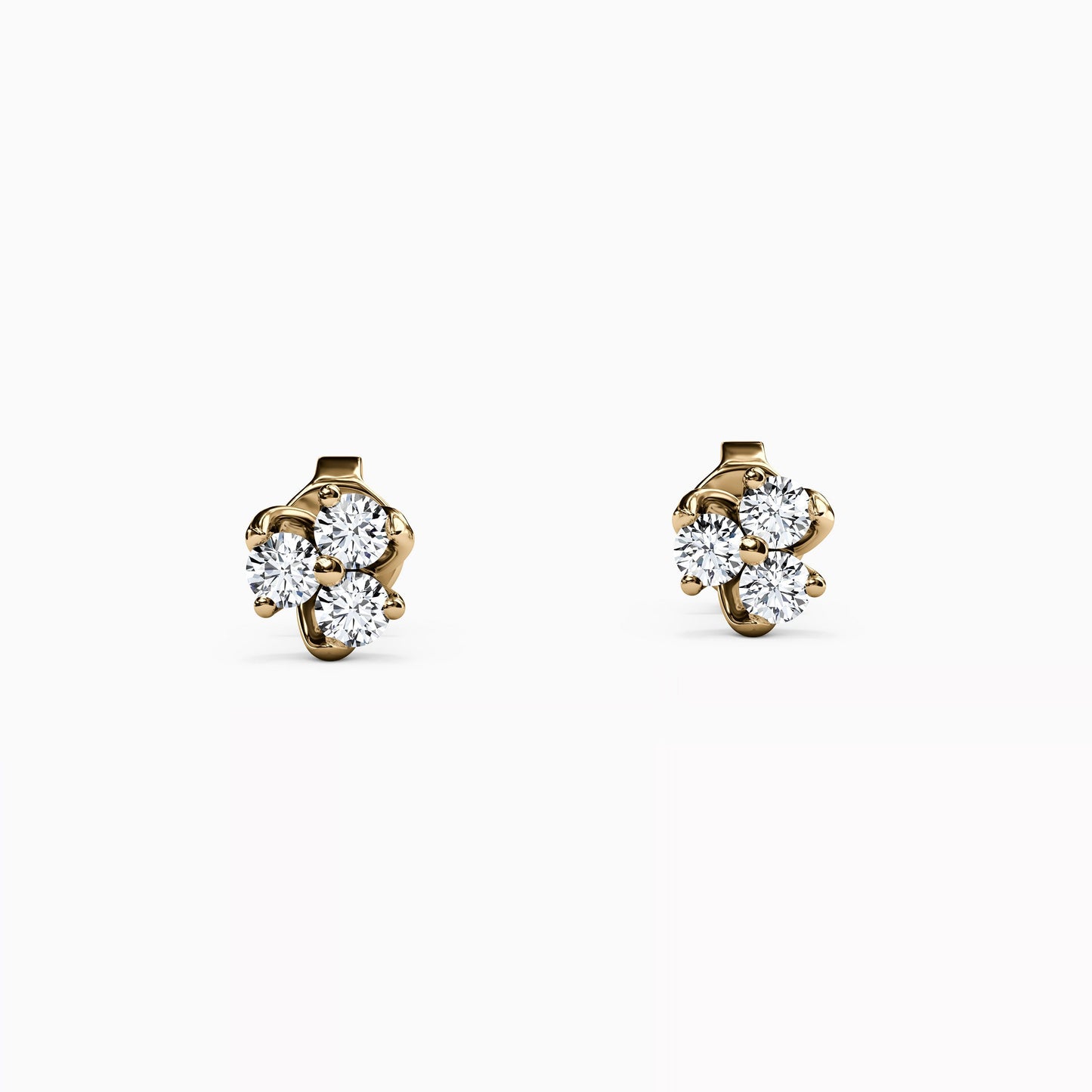 Diamond Mini Lotus Stud Earrings in 14K Gold