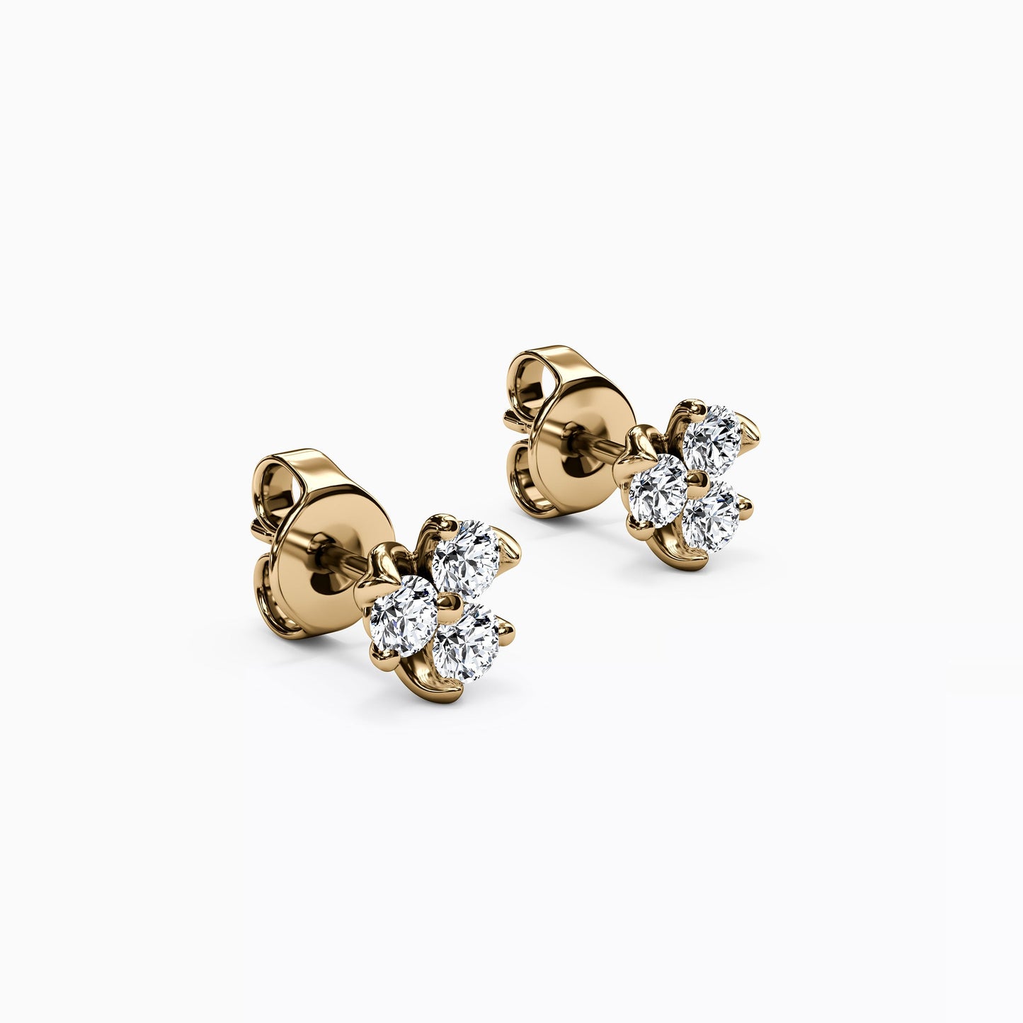 Diamond Mini Lotus Stud Earrings in 14K Gold
