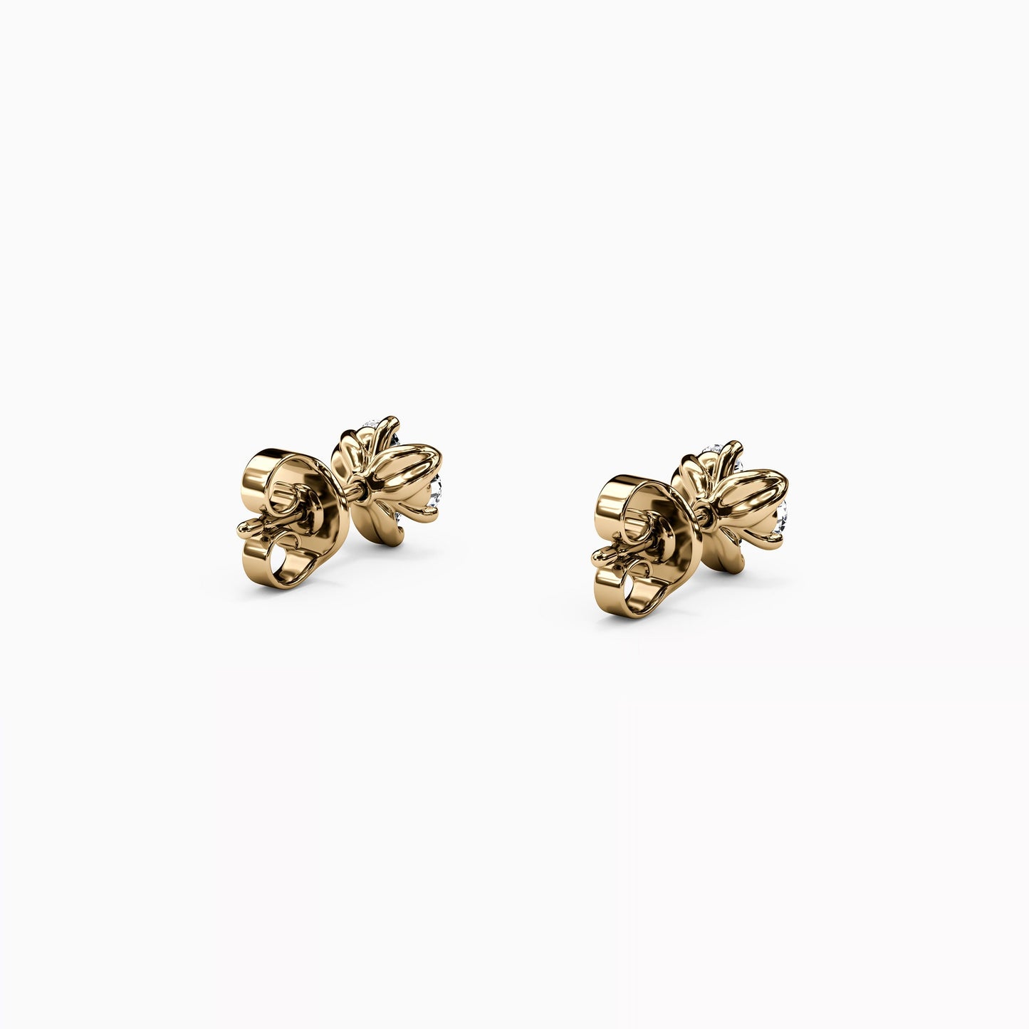 Diamond Mini Lotus Stud Earrings in 14K Gold