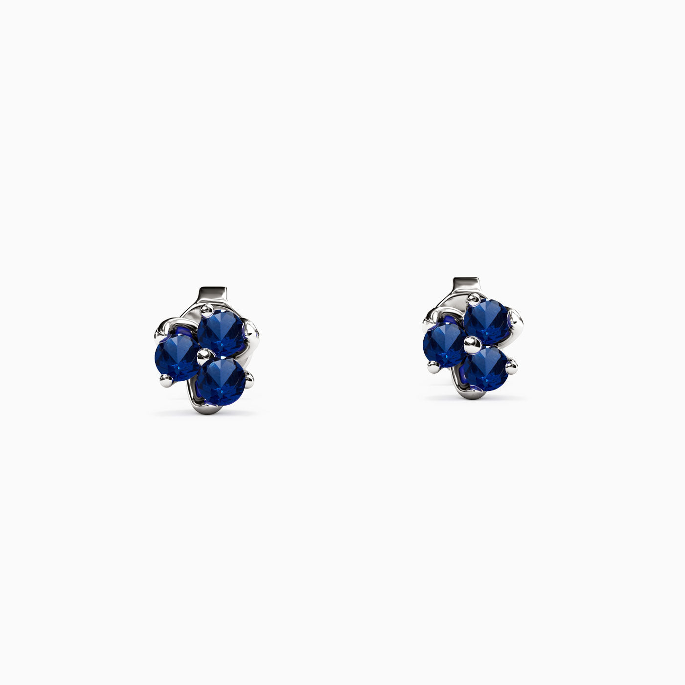 Sapphire Mini Lotus Stud Earrings in 14K Gold