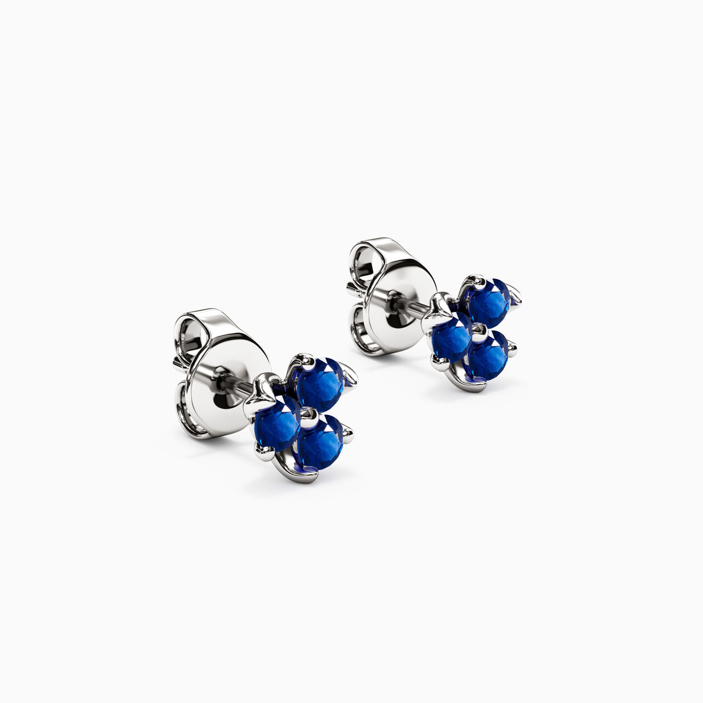Sapphire Mini Lotus Stud Earrings in 14K Gold