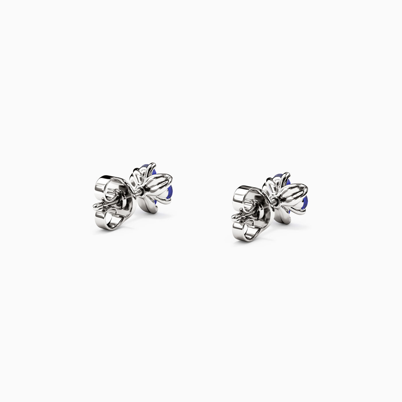 Sapphire Mini Lotus Stud Earrings in 14K Gold